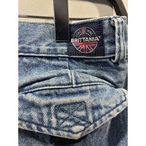 VTG Brittania High Rise Pleated Mom Jeans Heavyweight Denim Straight Leg 31x33